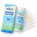 VivaTest pool and spa water test kit with bottle, box and test strips
