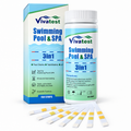 VivaTest 3-in-1 swimming pool and spa test strips 150 pack with bottle, box and test strips