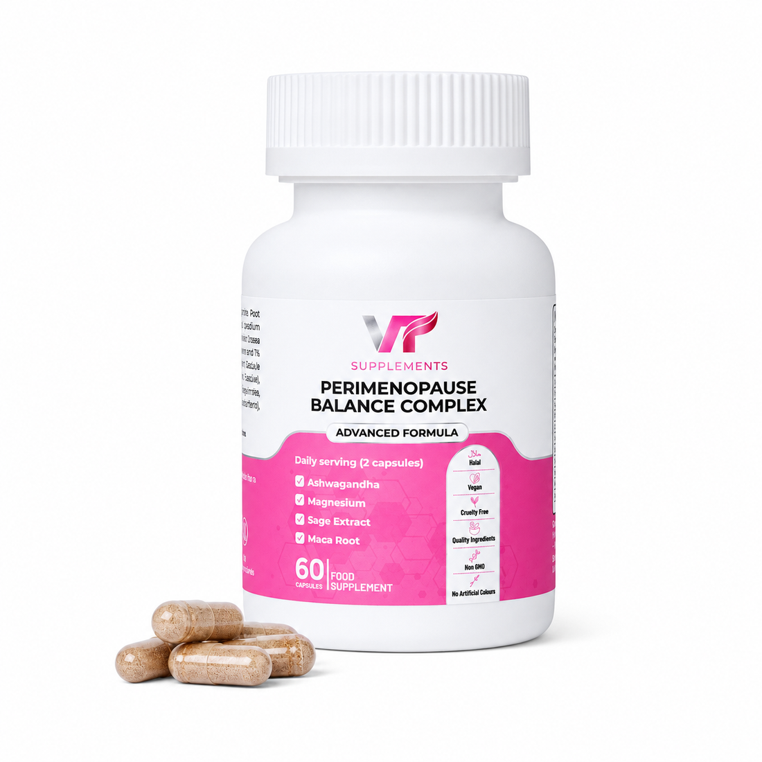 Perimenopause Balance Complex Supplement – Ashwagandha, Magnesium, Sage, Maca, Rhodiola & Saffron – 60 Vegan Capsules | VT Supplements