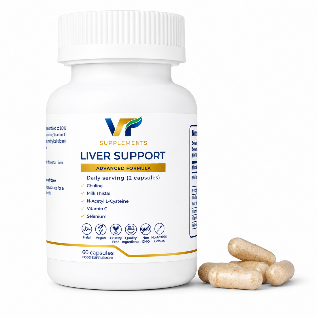 VT Supplements Milk Thistle 300mg Capsules with Choline NAC Selenium Vitamin C and Vitamin E
