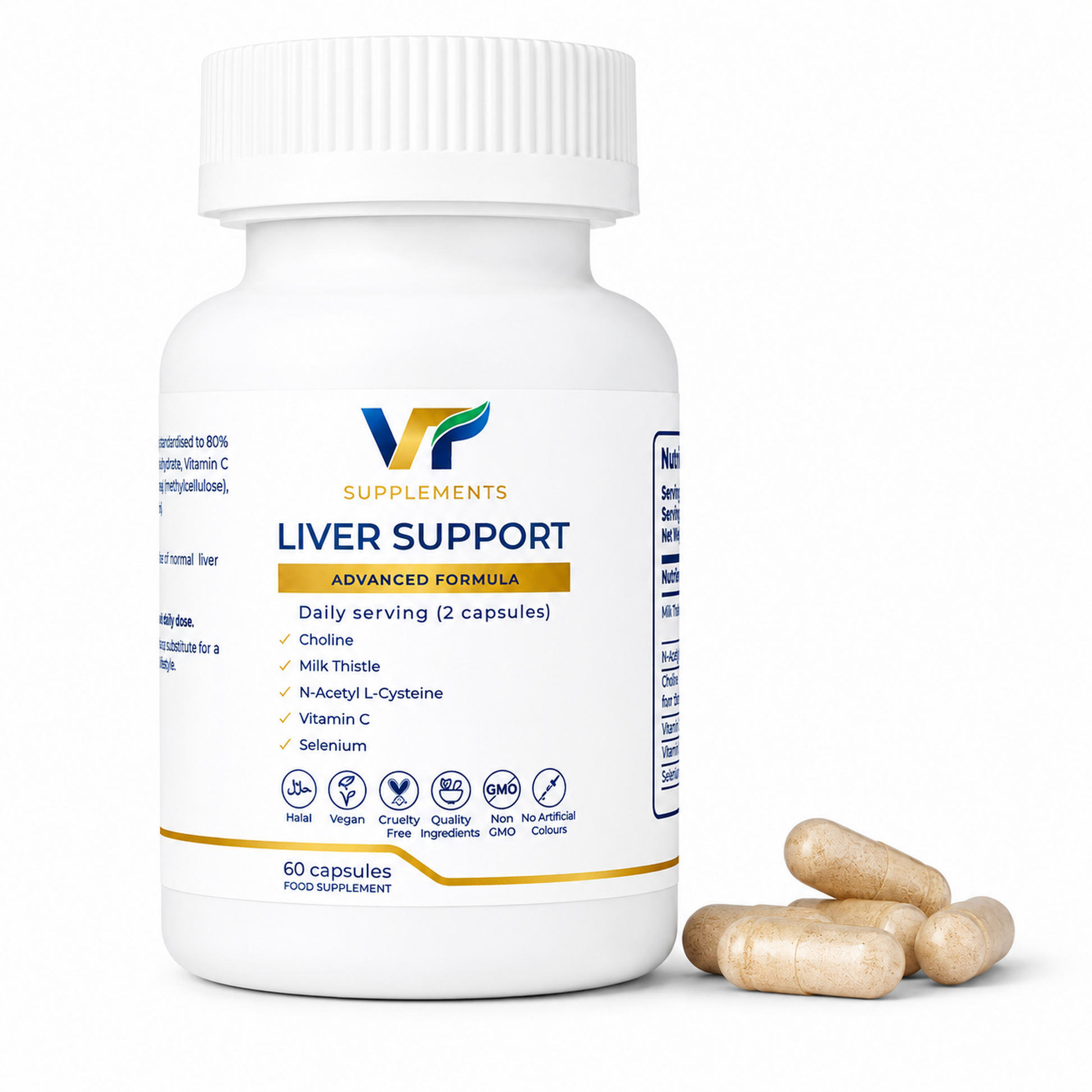 VT Supplements Milk Thistle 300mg Capsules with Choline NAC Selenium Vitamin C and Vitamin E