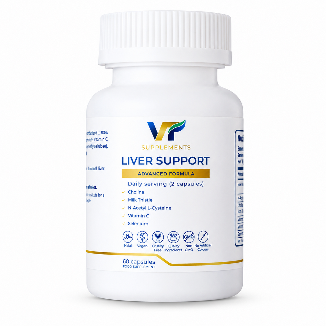 VT Supplements Milk Thistle 300mg Capsules with Choline NAC Selenium Vitamin C and Vitamin E