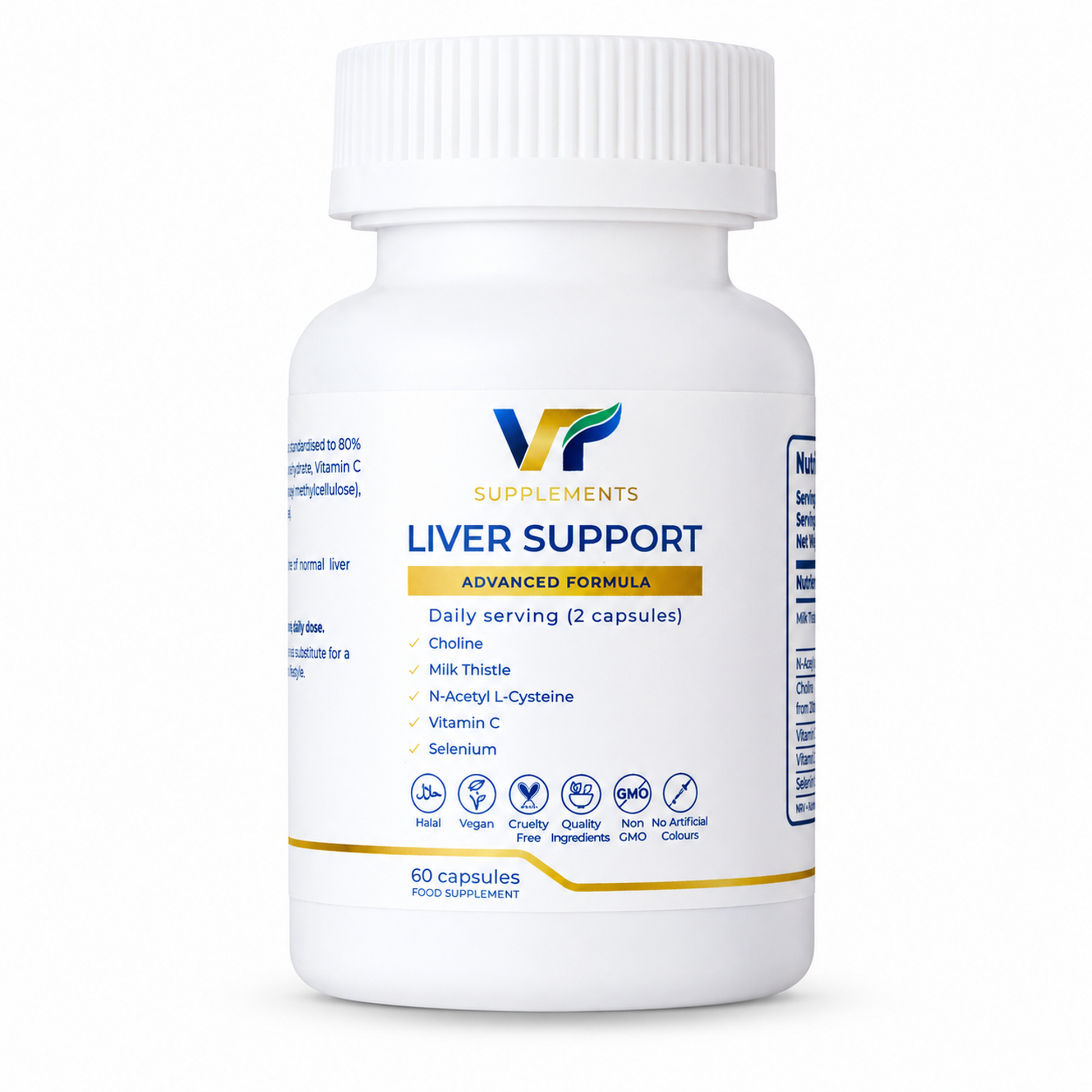 VT Supplements Milk Thistle 300mg Capsules with Choline NAC Selenium Vitamin C and Vitamin E