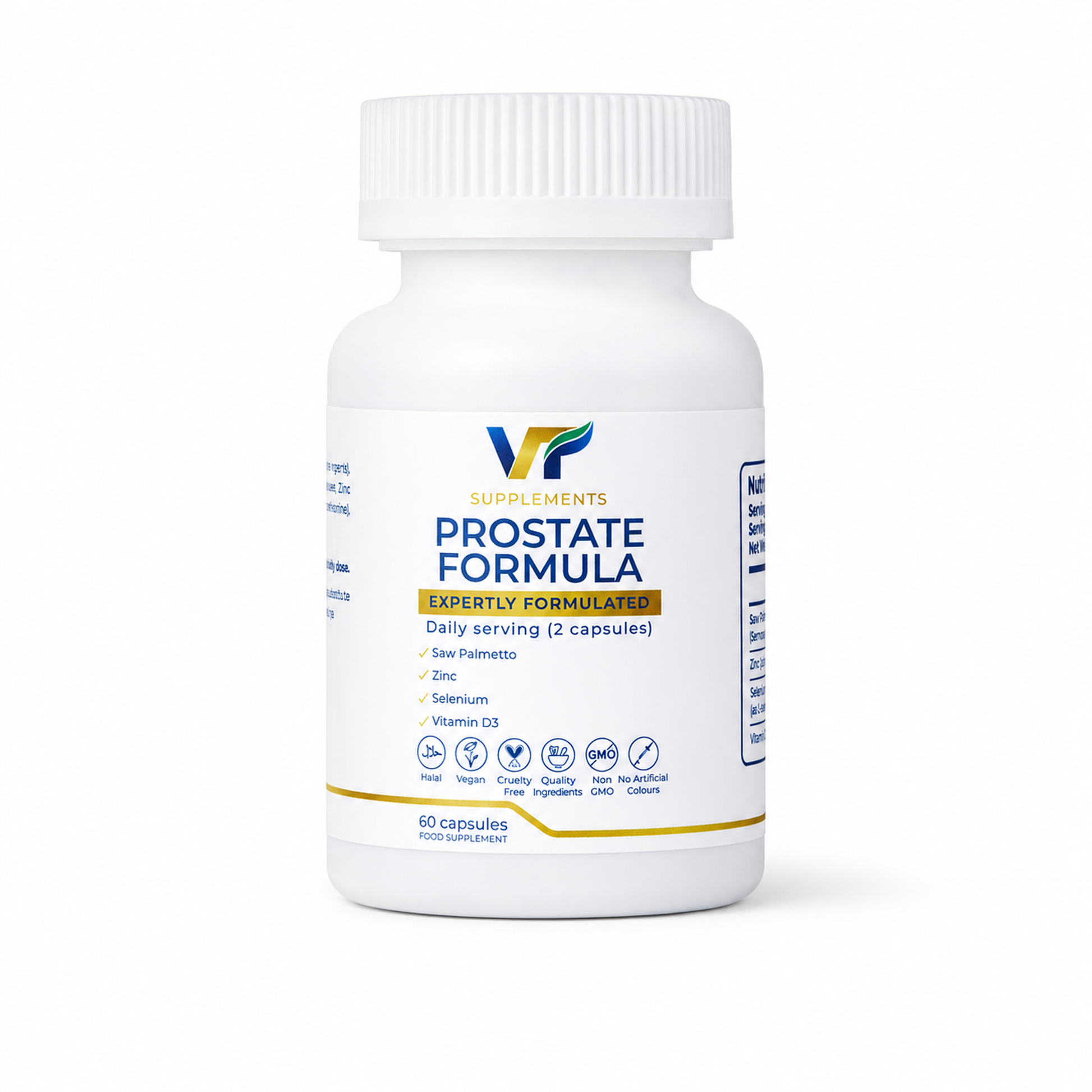 VT Supplements Prostate Formula capsules with Saw Palmetto 500mg Zinc Selenium and Vitamin D3