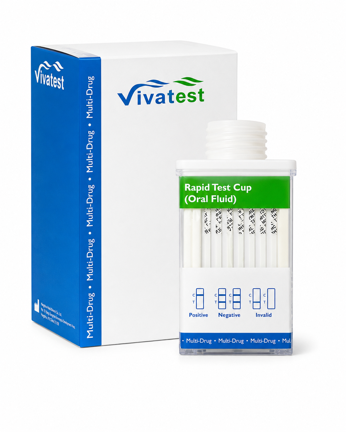 VivaTest 16 in 1 saliva drug test kit with oral fluid test cup and packaging