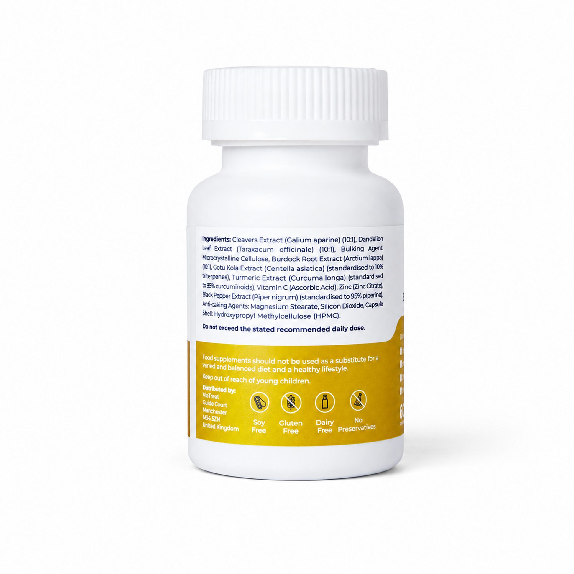 Ingredients and usage information on Lymphatic Botanical Complex bottle
