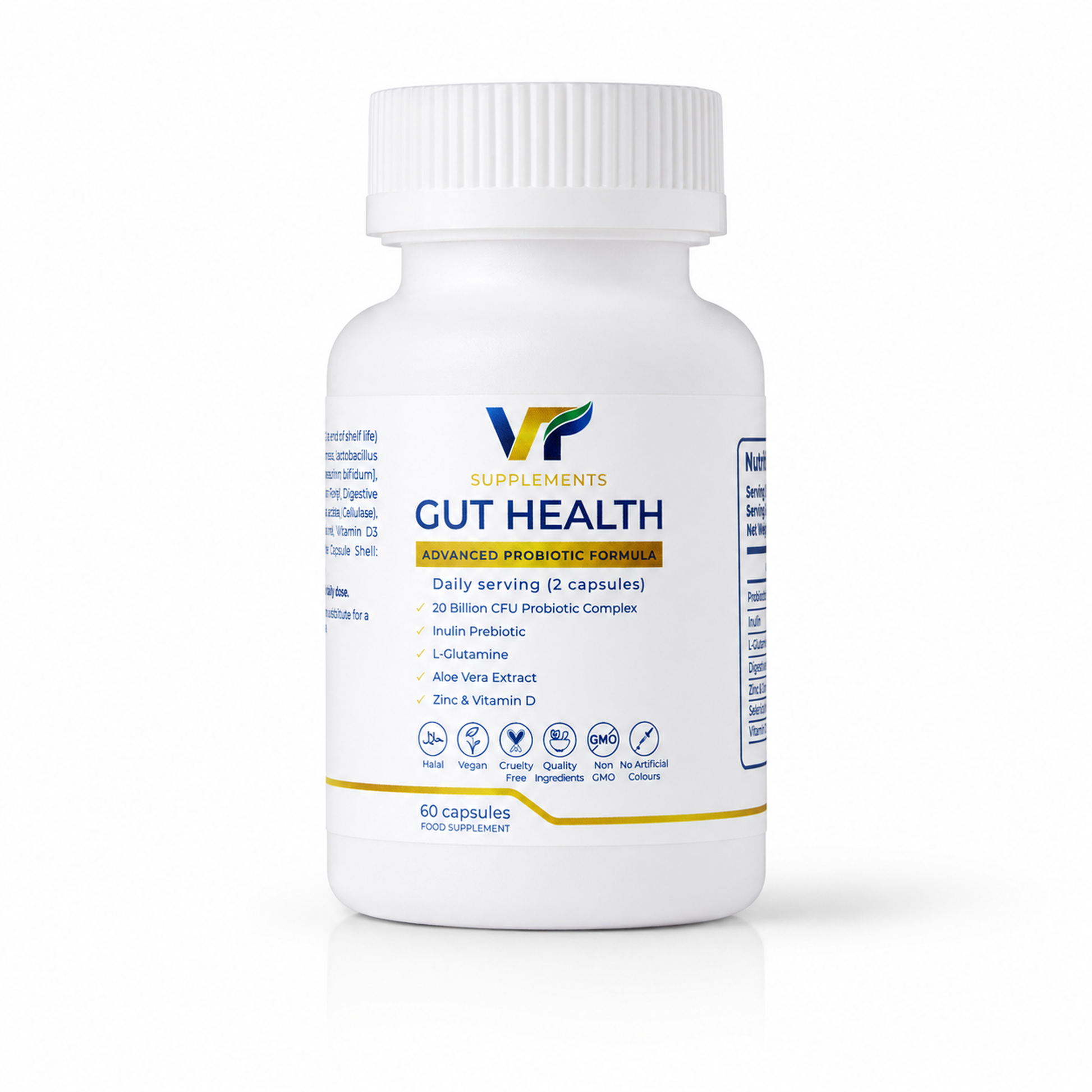 VT Supplements Gut Health Probiotic Capsules 20 Billion CFU 60 Capsules